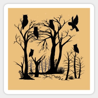 Mysterious Owls in Silhouette Sticker